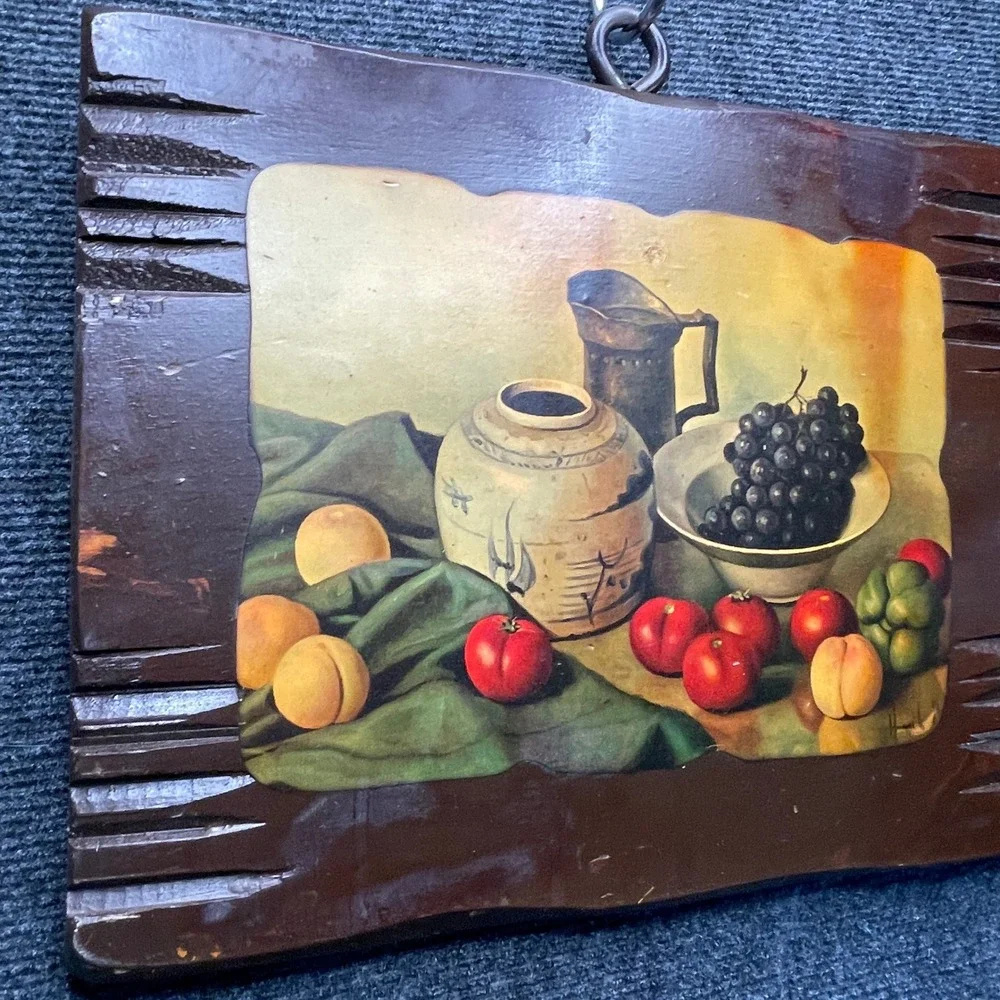 Unbranded Still Life Wood Wall Art 114x12 Rustic Fruit Decoupage Cottagecore